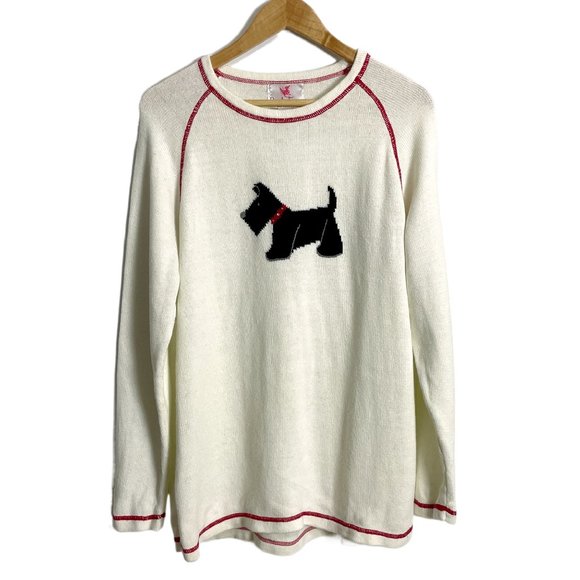 Quacker Factory Sweaters - Quacker Factory Scottie Dog cotton blend sweater - size large